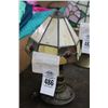 Image 1 : Small Bronze Lamp w/Tiffany Leaded Glass Shade