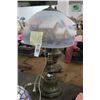 Image 1 : Brass Base Stiffle Lamp w/Reversed Painted Snoweymill Scene Glass Shade