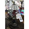 Image 1 : Vintage Bronze Style Small Lamp w/Tiffany Style Floral Leaded Glass Shade