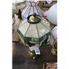 Image 2 : Brass Lamp w/Leaded Glass Fruit Motif Shade