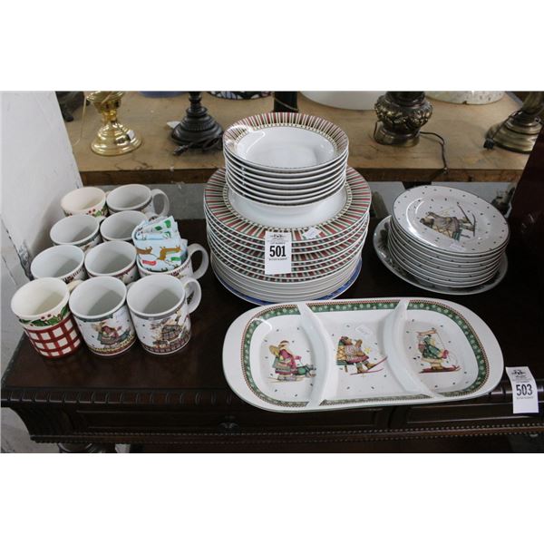 Sakura Christmas China Set w/Mugs