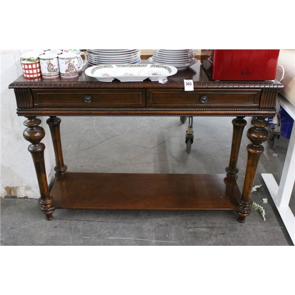 Mahogany 2 Drawer Hall Table w/Undershelf