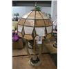 Image 1 : Ornate 2 Light Lamp w/Brown Glass Panel Shade