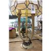 Image 2 : Ornate 2 Light Lamp w/Brown Glass Panel Shade