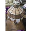 Image 3 : Ornate 2 Light Lamp w/Brown Glass Panel Shade