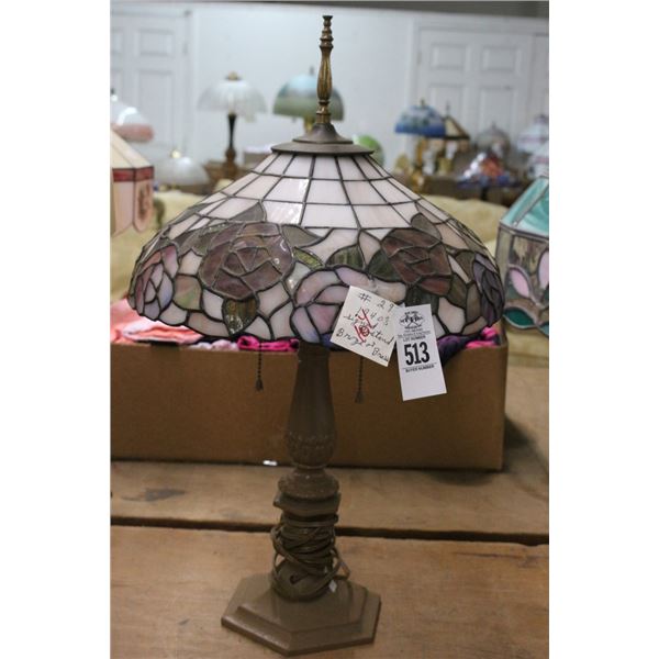 Vintage Lamp w/Tiffany Style Floral Glass Shade