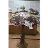 Image 1 : Vintage Lamp w/Tiffany Style Floral Glass Shade