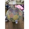 Image 2 : Brass Lamp w/Reversed Painted Floral Glass Shade