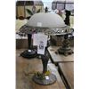 Image 1 : Ornate Bronze Style Cast Lamp w/Art Glass Shade