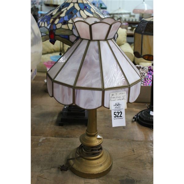 Vintage Lamp w/Lavender Panel Glass Shade