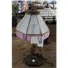 Image 1 : Brass Cast Urn Style Lamp w/Pink/White Glass Panel Shade