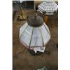 Image 2 : Brass Cast Urn Style Lamp w/Pink/White Glass Panel Shade