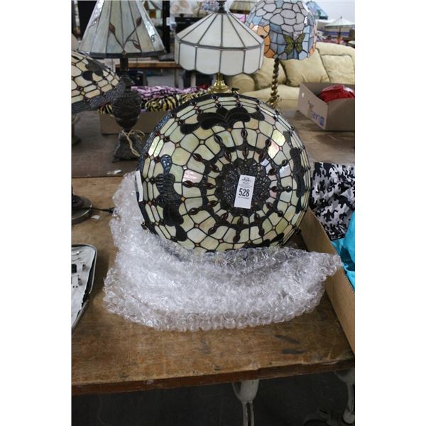 Tiffany Style Ornate Leaded Glass Chandelier