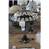Image 1 : Ornate Vintage Lamp w/Tiffany Style Leaded Glass Shade