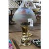 Image 1 : Brass Lamp w/Reversed Painted Mountain Scene Glass Shade