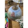 Image 2 : Brass Lamp w/Reversed Painted Mountain Scene Glass Shade