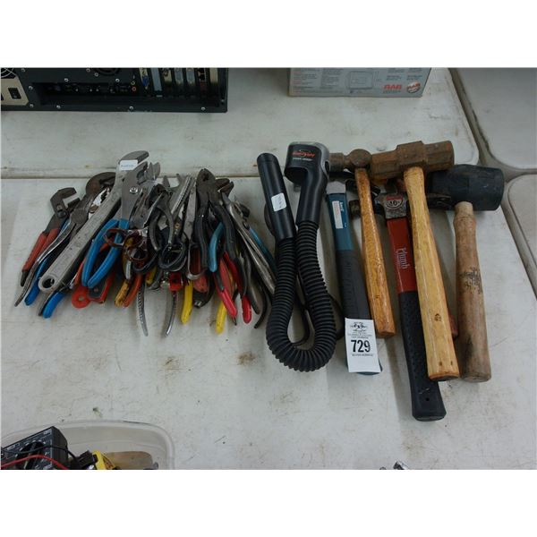 Pliers, Hammers, Work Light