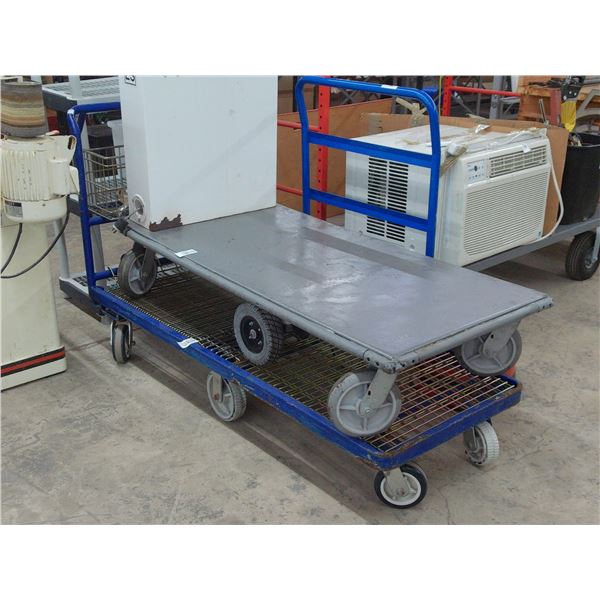 Blue Flatbed Warehouse Cart
