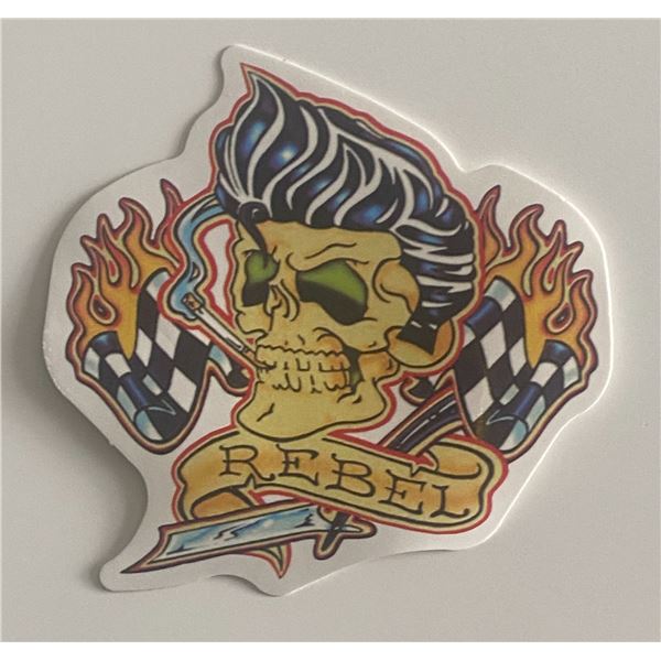 Rockabilly Rebel racing skull sticker
