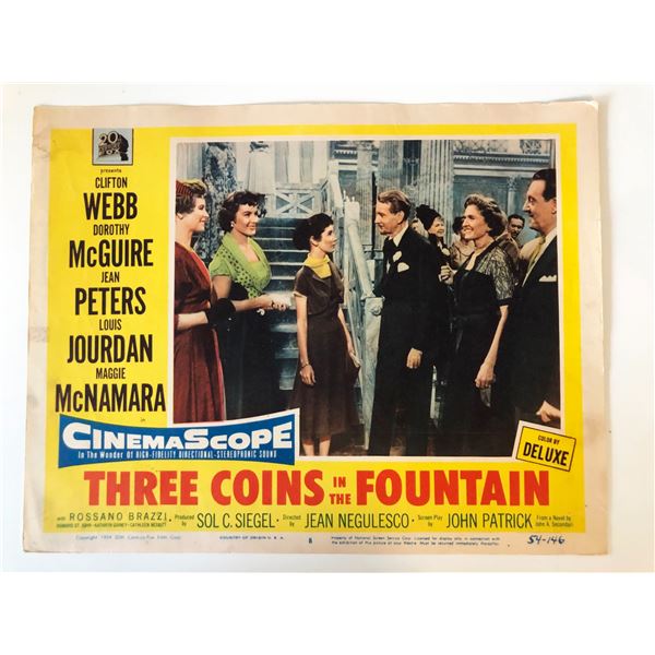Three Coins in the Fountain original 1954 vintage lobby card