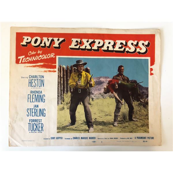 Pony Express original 1953 vintage lobby card
