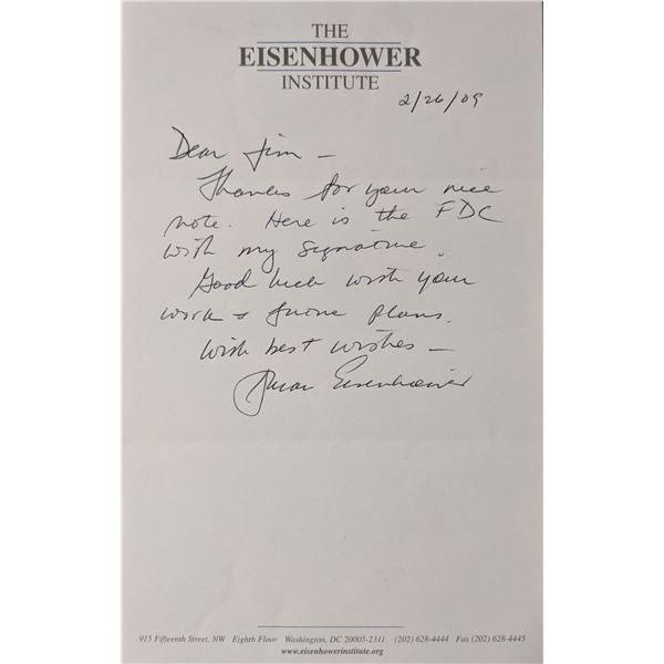Susan Eisenhower Signed Hand Written Note