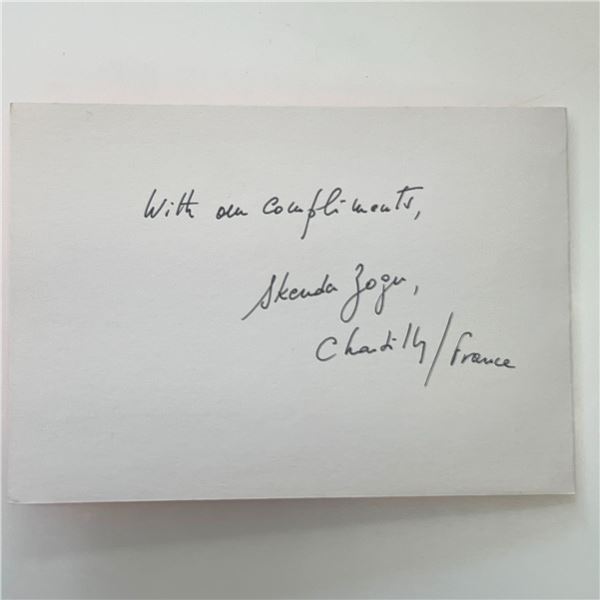 Royal court of Albania Skënder Zogu signed card