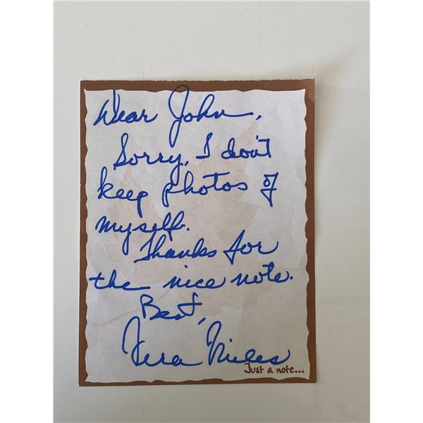 Vera Miles signed note