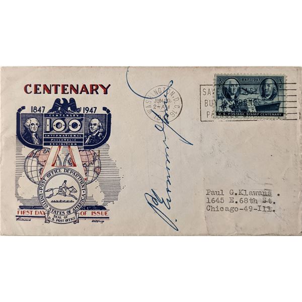 Paul E. Gouras signed FDC. 4 x 7 inches.