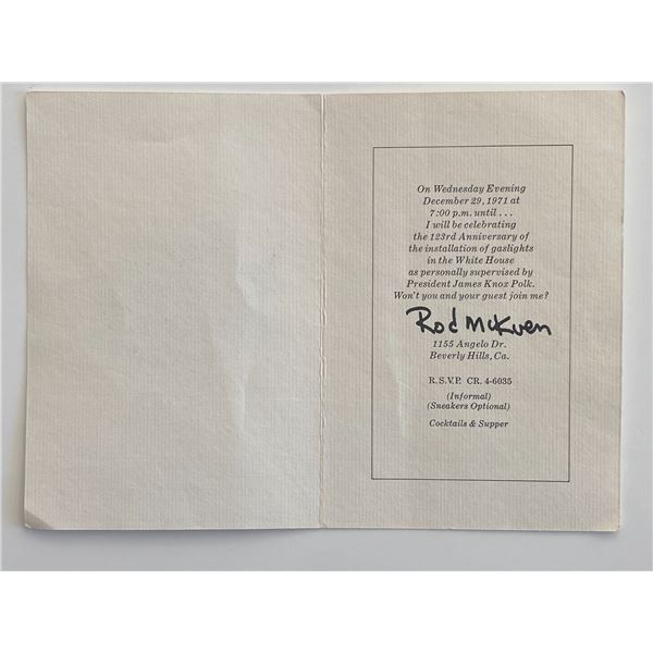 Poet Rod McKuen signed card