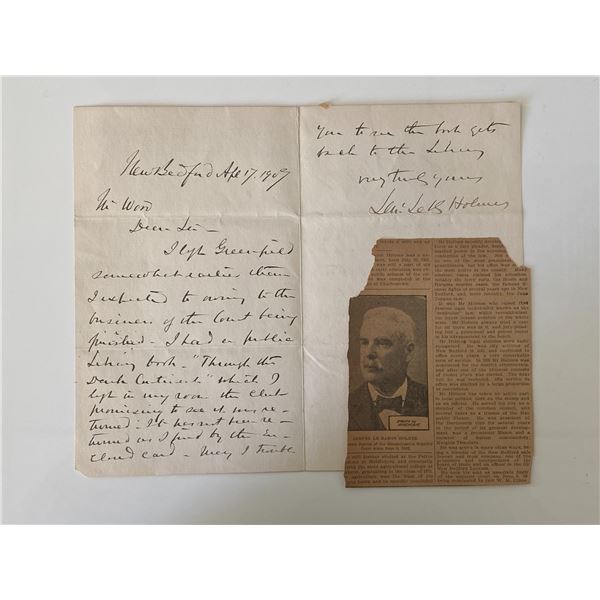 Associate Justice Baron Lemuel Holmes signed card