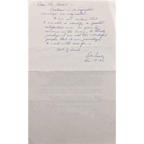 General Dayton W. Eddy handwritten and signed letter