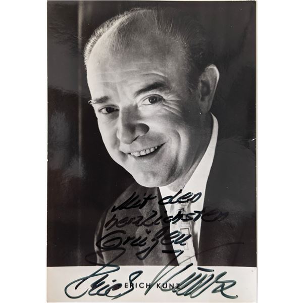 Opera Baritone Erich Kunz signed post card