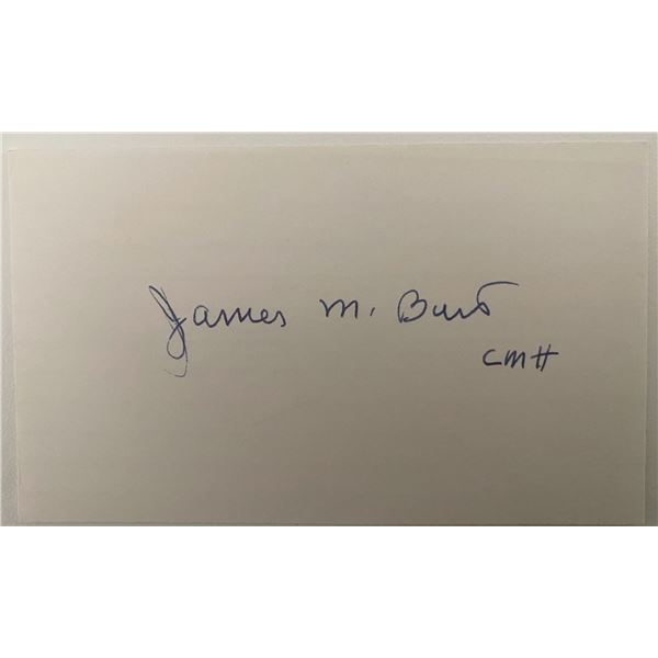 US Army Medal of Honor Recipient James M. Burt original signature cut