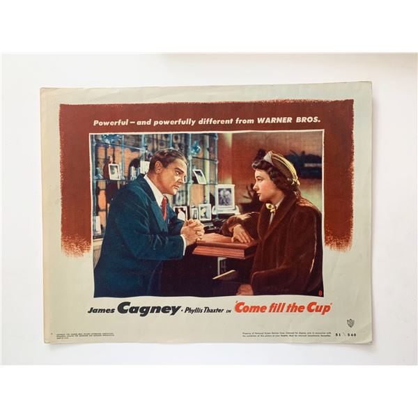 Come Fill the Cup  original 1951 vintage lobby card