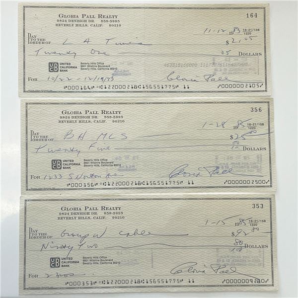 Gloria Pall signed checks