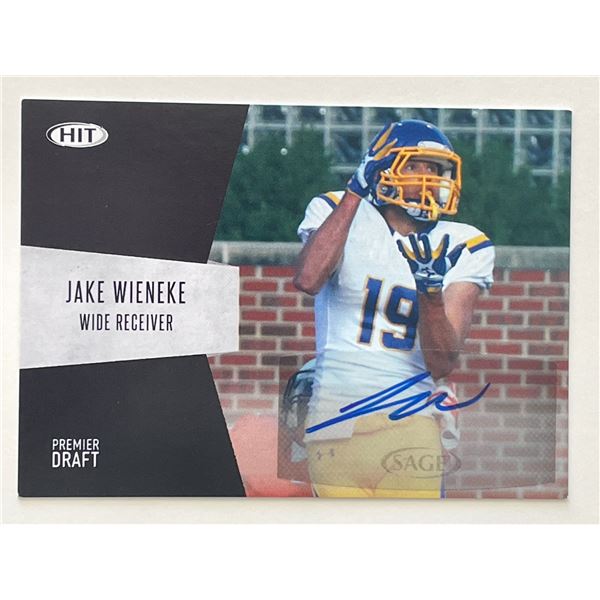 Jake Wieneke 2018 Sage Hit Premier Draft signed trading card