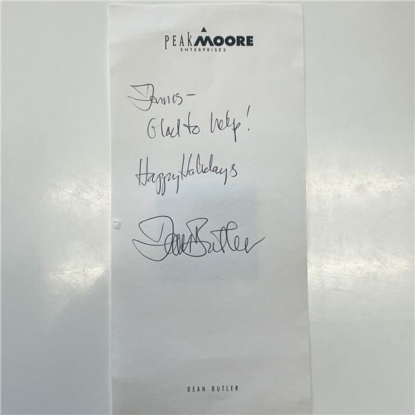 Dean Butler signed note