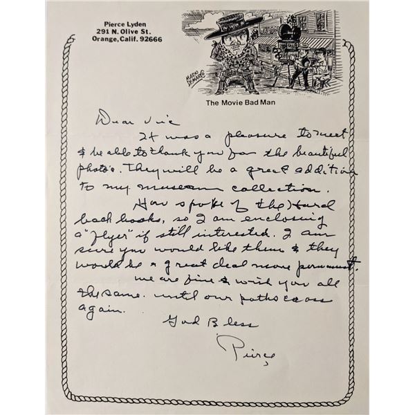 Pierce Lyden signed letter