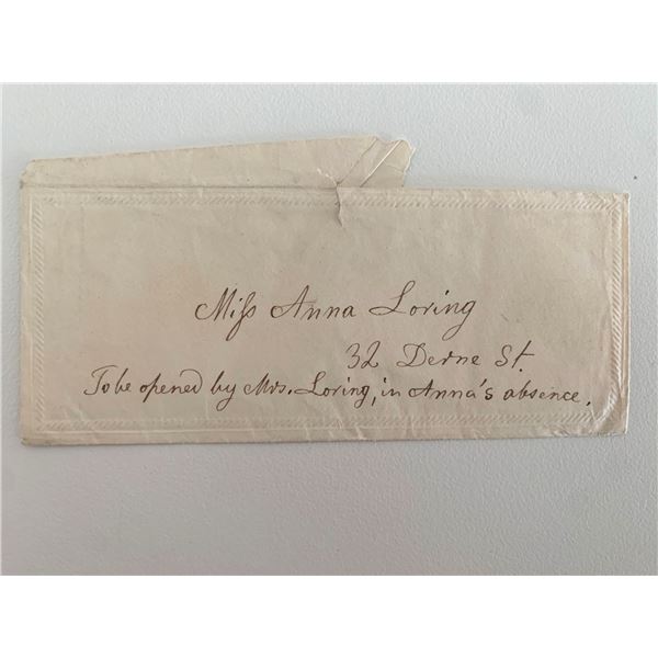 Unsigned Anna Loring addressed envelope