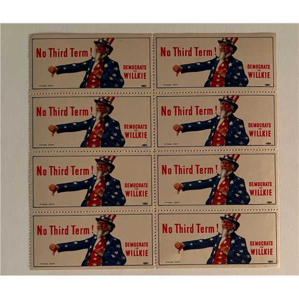 Democrats for Willkie stamp sheet