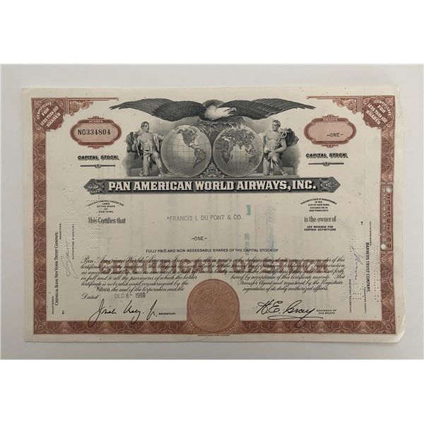 Pan American World Airways, INC One Share Certificate of Stock