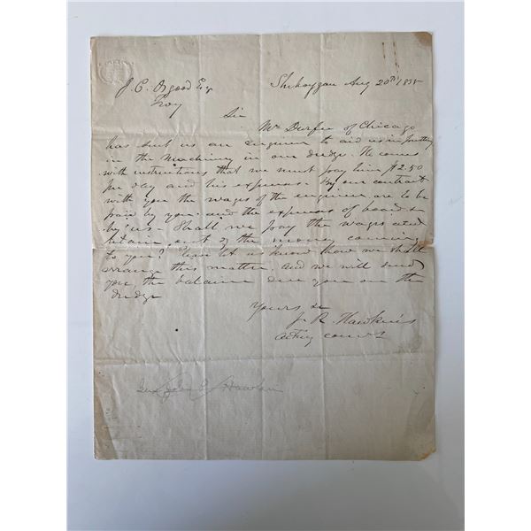 J.R Hawkins  signed letter