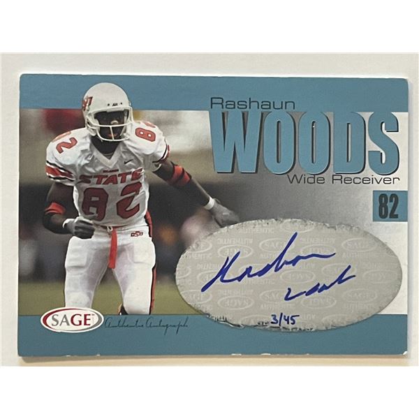 Oklahoma State Rashaun Woods signed 2004 Sage Hit trading card