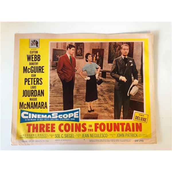 Three Coins in the Fountain original 1954 vintage lobby card