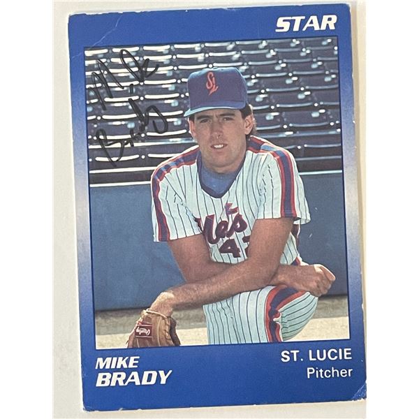St. Lucie Mets Mike Brady 1990 The Star #1 signed trading card