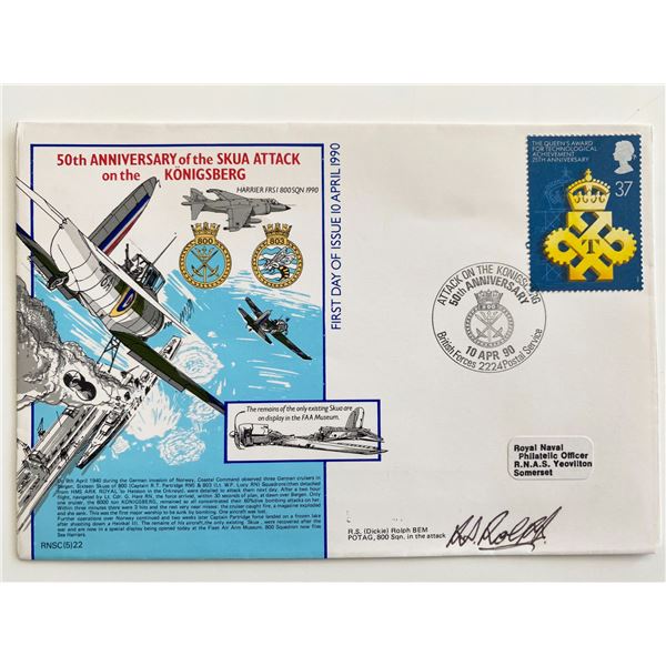 WWII 50th Anniversary of the Skua Attack on the Königsberg R.S. Rolph Signed Commemorative First Day