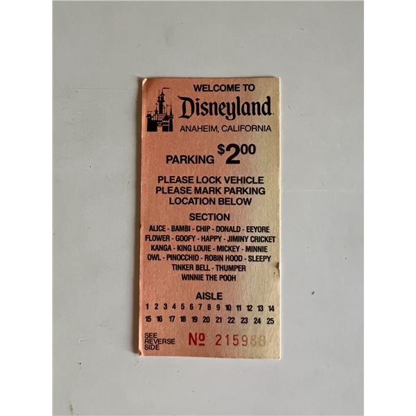 Disneyland park Vintageing ticket