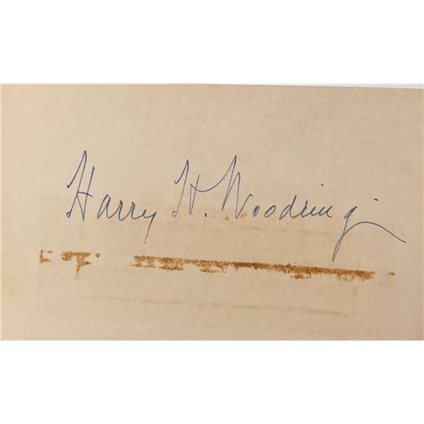 Sec. of War Cabinet Harry H. Woodring autograph