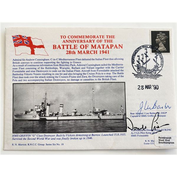 WWII Anniversary of Battle of Cape Matapan Commemorative Signed Cover